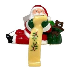 Vintage 1980 Santa Claus Christmas Stocking Holder Stocking Hanger Celluloid 5in